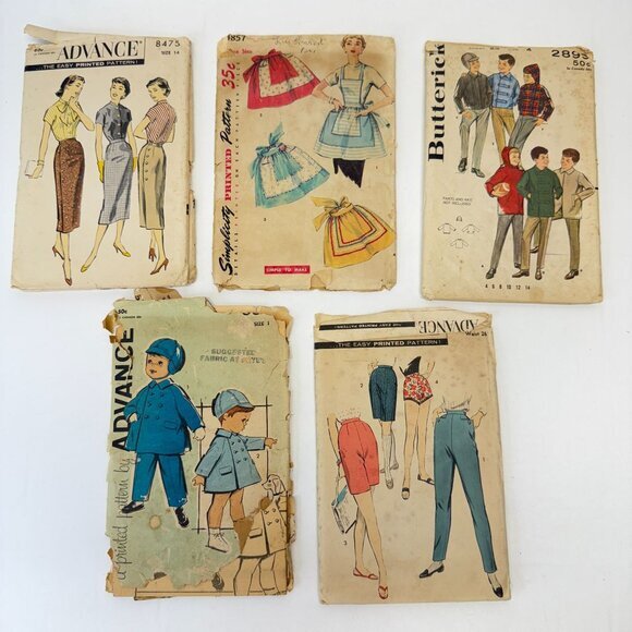 Vintage Sewing Patterns Lot 50s Kitschy Retro Simplicity 4857 Butterick‎ Advance - Picture 1 of 6
